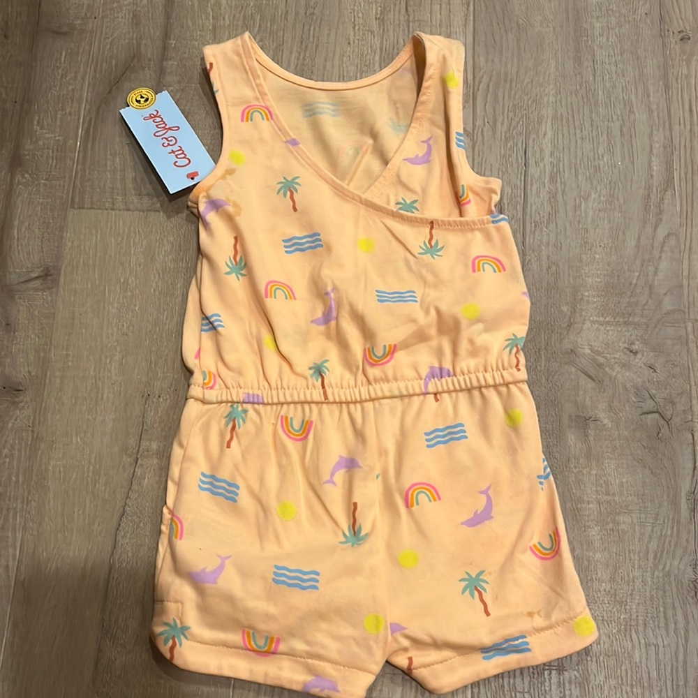 NWT Cat & Jack soft orange summer romper - multiple sizes